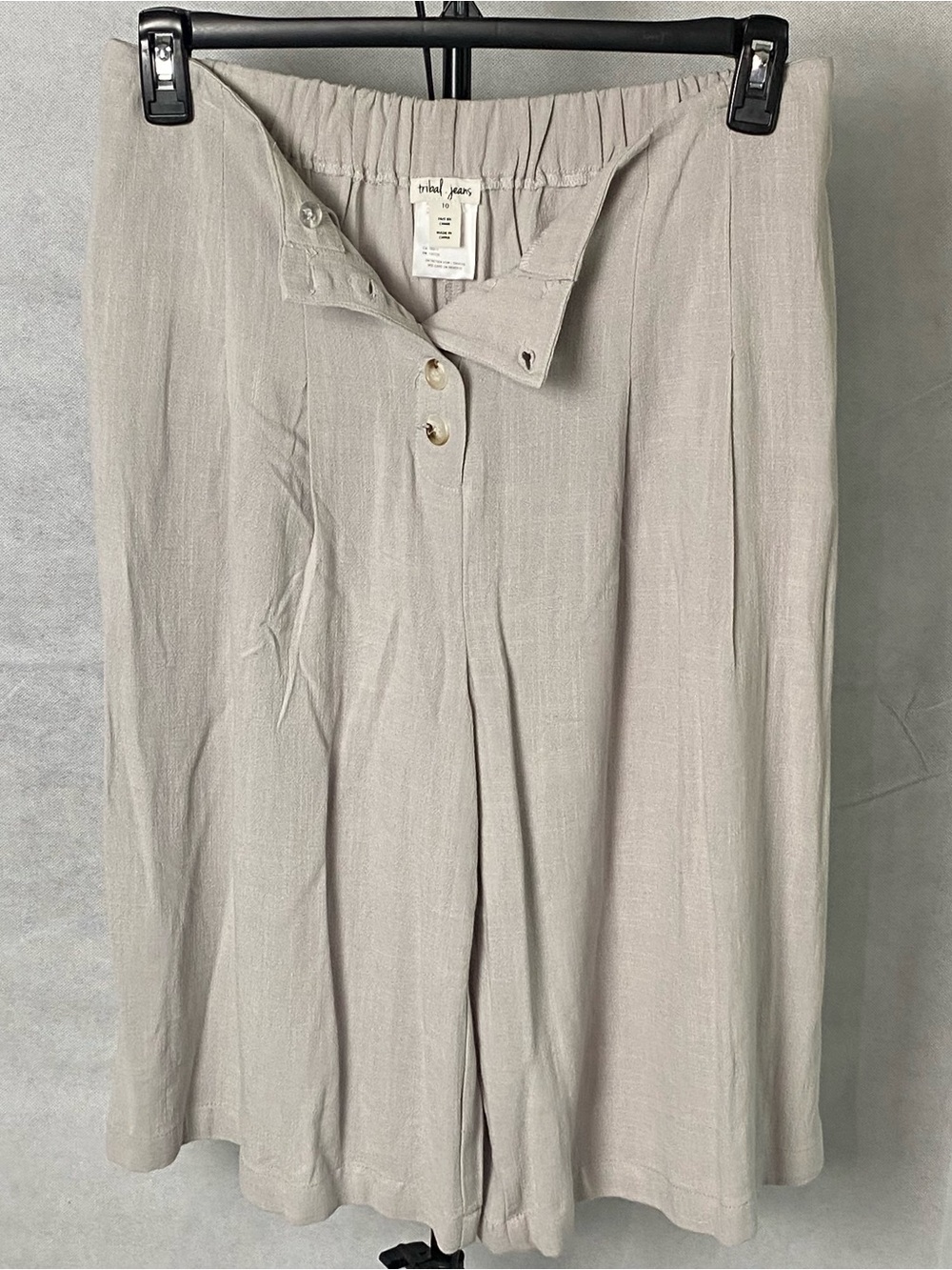Tribal High Waist Culotte Pants 10 Cream Linen Blend Wide Leg Cropped Palazzo